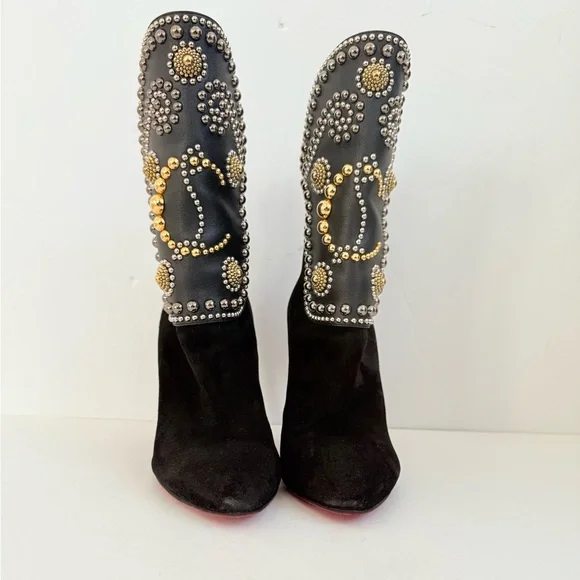 Christian Louboutin Alix Bootic 100 mid calf bootie in Black Suede leather EU37 - Picture 8 of 13